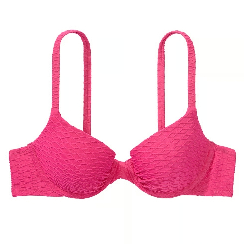 Victoria's Secret Mix & Match Twist Icon Push Up Bikini Top Sz 36D Forever Pink
